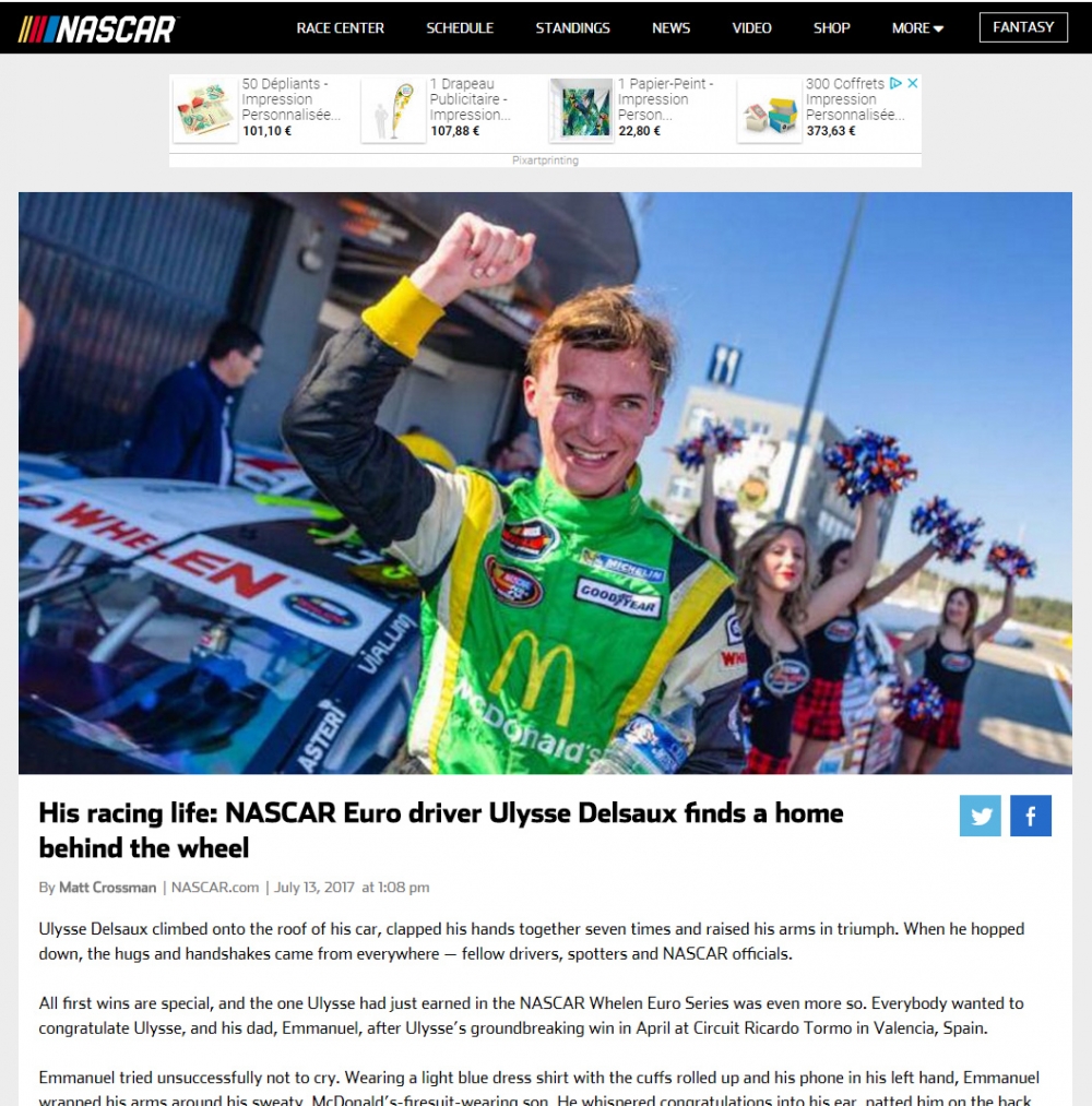 La story d'Ulysse en première sur NASCAR.COM 